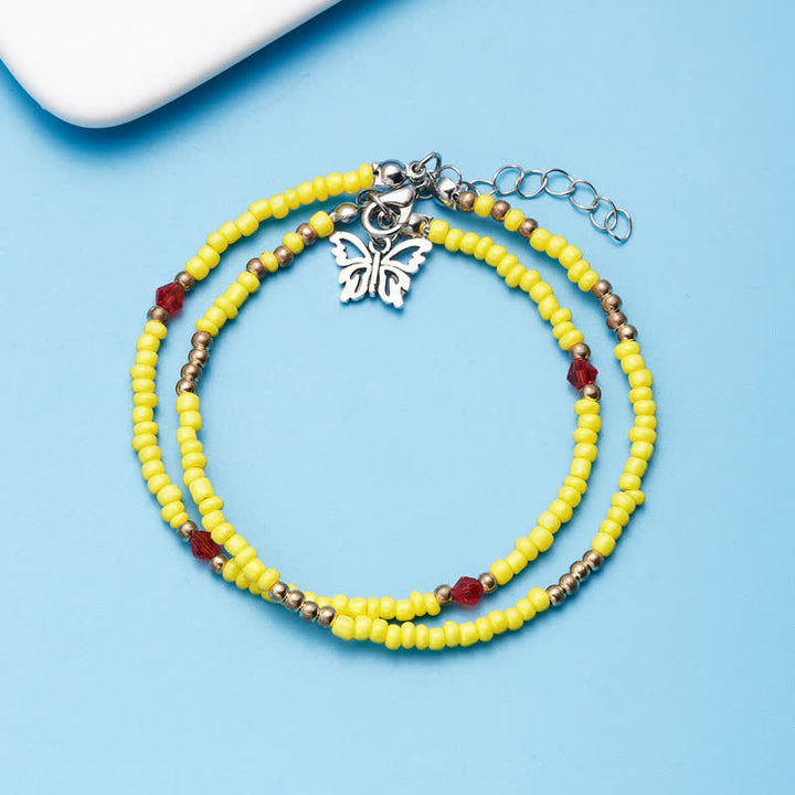 Olivenorma Butterfly Pendant Rice Beads Multi-layer Anklet - image 14