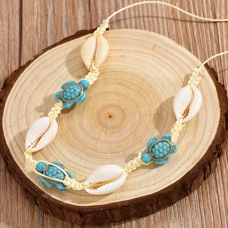 Olivenorma Turquoise Starfish Turtle Conch Braided Anklet - image 3