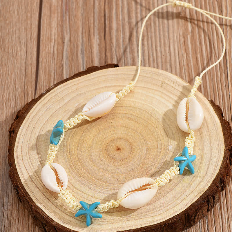 Olivenorma Turquoise Starfish Turtle Conch Braided Anklet - image 1
