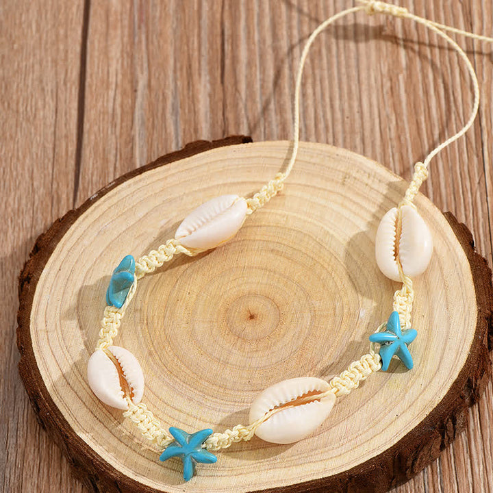 Olivenorma Turquoise Starfish Turtle Conch Braided Anklet - image 1