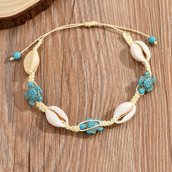 Olivenorma Turquoise Starfish Turtle Conch Braided Anklet - image 4
