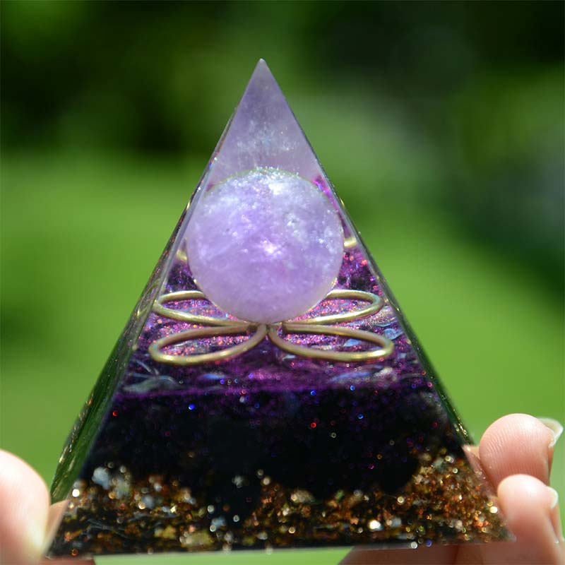 Amethyst Sphere with Obsidian Orgone Pyramid - 10*10cm - YES PLEASE $8 - image 0
