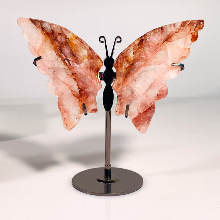 Olivenorma Red Hematoid Fire Quartz Butterfly Carving Gemstone Decoration - image 1
