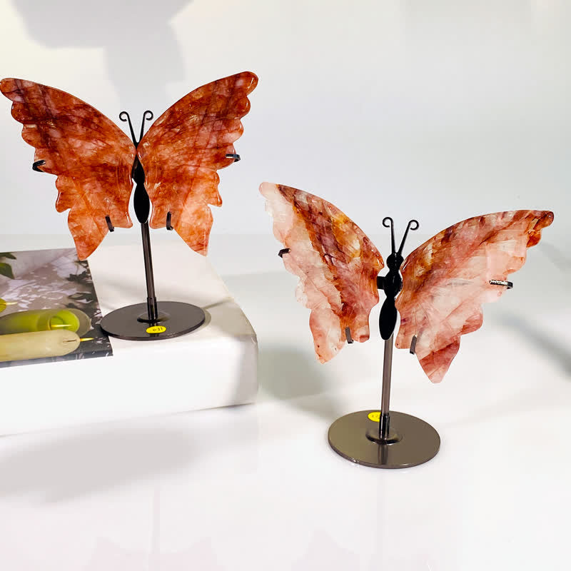 Olivenorma Red Hematoid Fire Quartz Butterfly Carving Gemstone Decoration - image 4