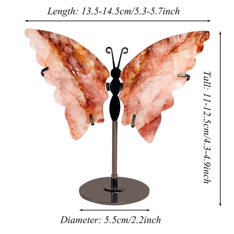 Olivenorma Red Hematoid Fire Quartz Butterfly Carving Gemstone Decoration - image 5