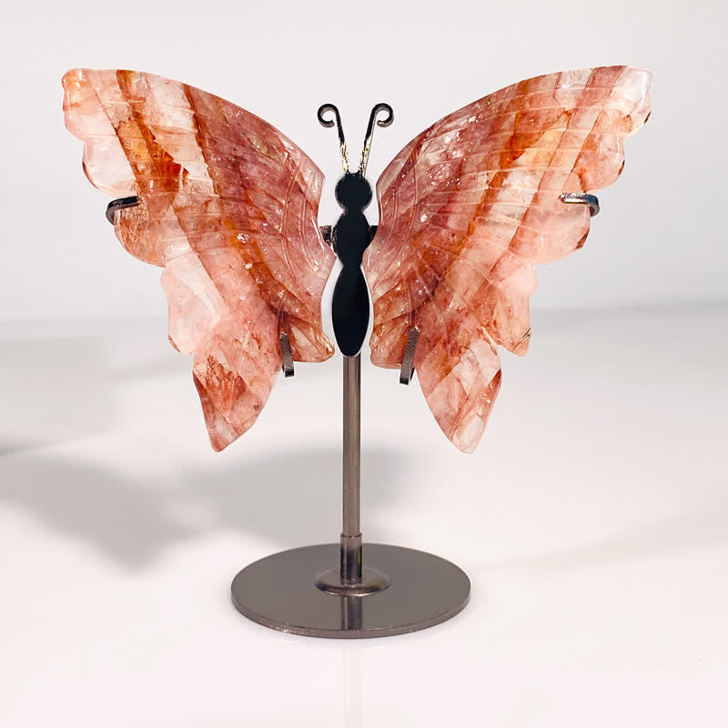 Olivenorma Red Hematoid Fire Quartz Butterfly Carving Gemstone Decoration - image 2