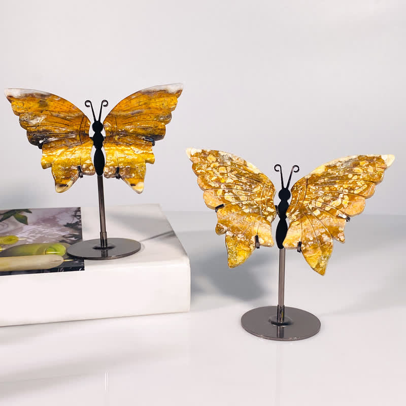 Olivenorma Bumblebee Jasper Butterfly Carving Gemstone Decoration - image 1