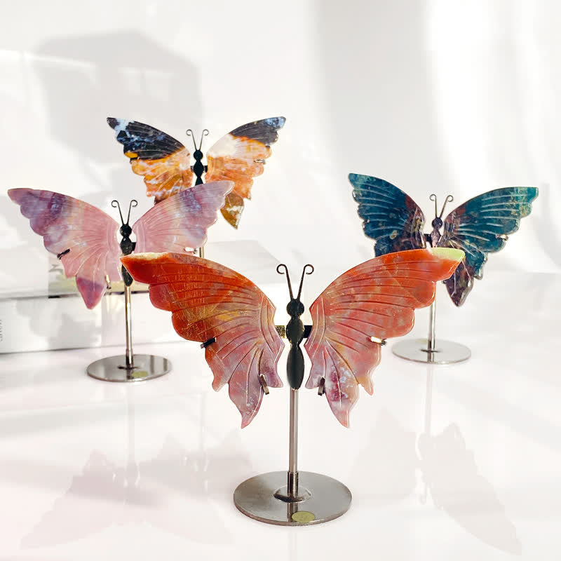 Olivenorma Natural Ocean Jasper Butterfly Carving Gemstone Decoration - Ocean Jasper - image 0