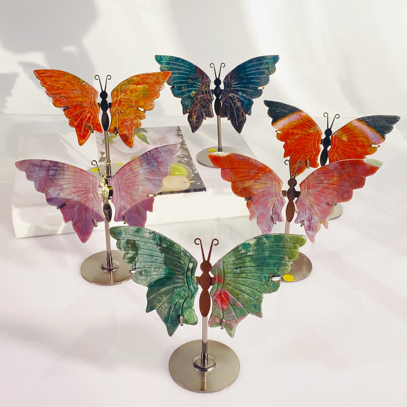 Olivenorma Natural Ocean Jasper Butterfly Carving Gemstone Decoration - image 2