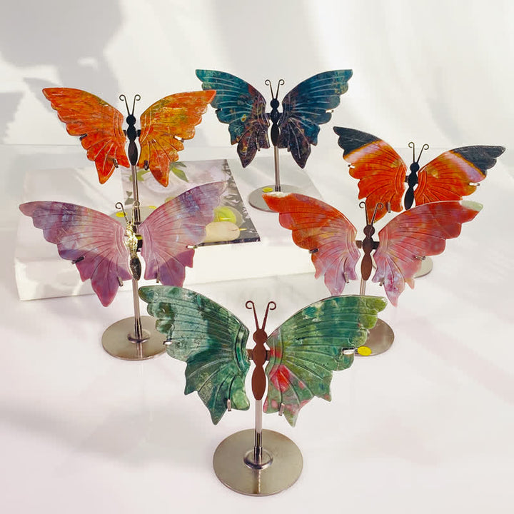 Olivenorma Natural Ocean Jasper Butterfly Carving Gemstone Decoration - image 2