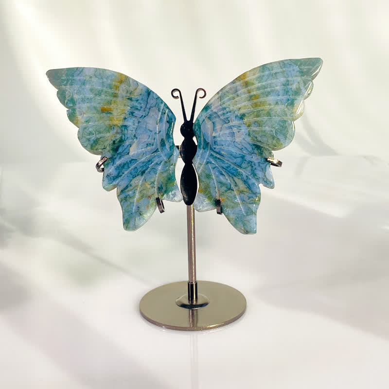 Olivenorma Natural Moss Agate Butterfly Carving Gemstone Decoration - image 3