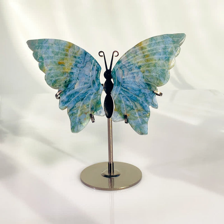 Olivenorma Natural Moss Agate Butterfly Carving Gemstone Decoration - image 3