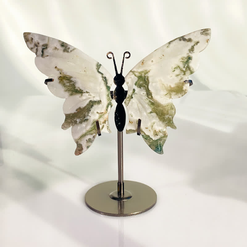 Olivenorma Natural Moss Agate Butterfly Carving Gemstone Decoration - image 4