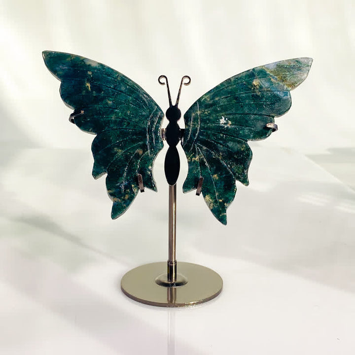 Olivenorma Natural Moss Agate Butterfly Carving Gemstone Decoration - image 5