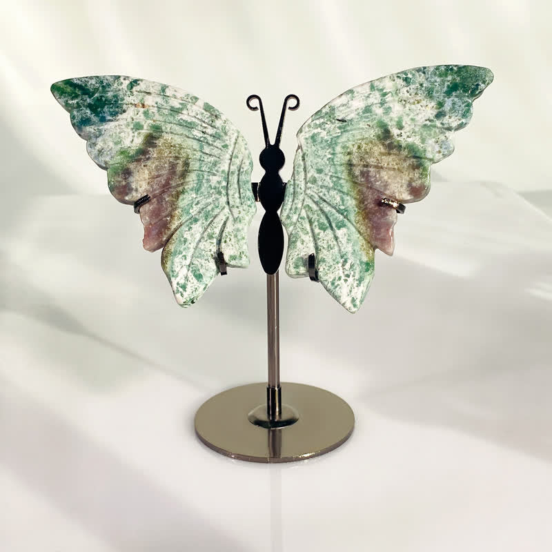 Olivenorma Natural Moss Agate Butterfly Carving Gemstone Decoration - image 6