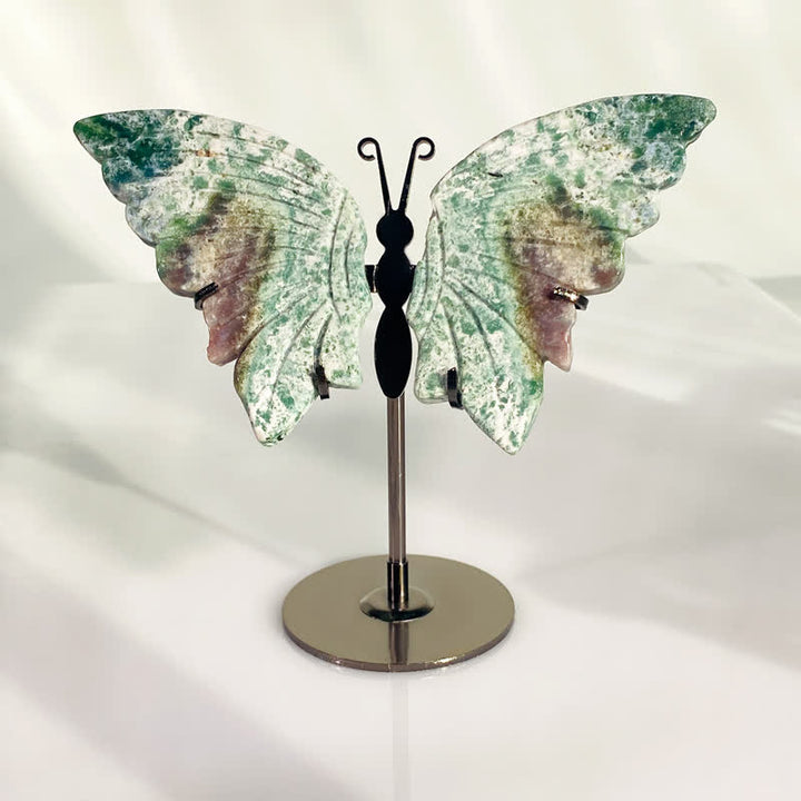 Olivenorma Natural Moss Agate Butterfly Carving Gemstone Decoration - image 6