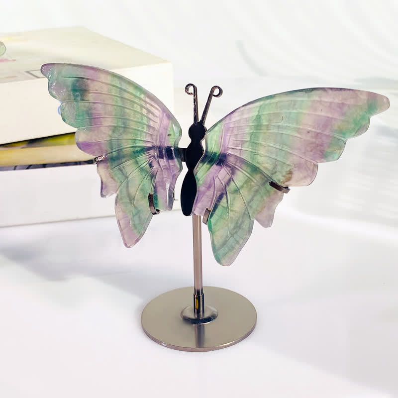 Olivenorma Natural Fluorite Butterfly Carving Gemstone Decoration - image 1