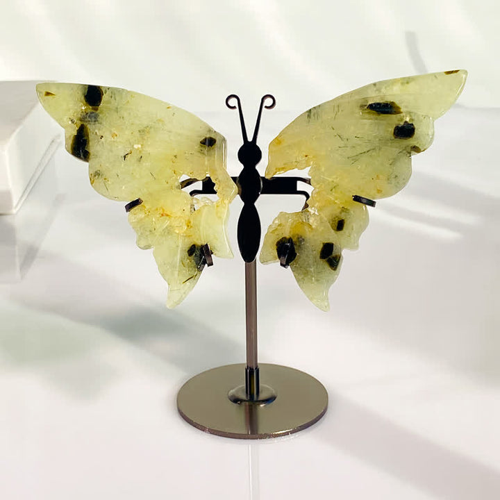 Olivenorma Natural Prehnite Butterfly Carving Gemstone Decoration - image 1