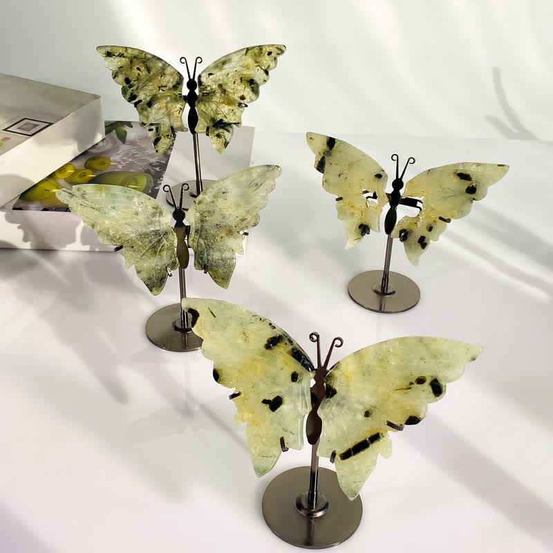Olivenorma Natural Prehnite Butterfly Carving Gemstone Decoration - image 3