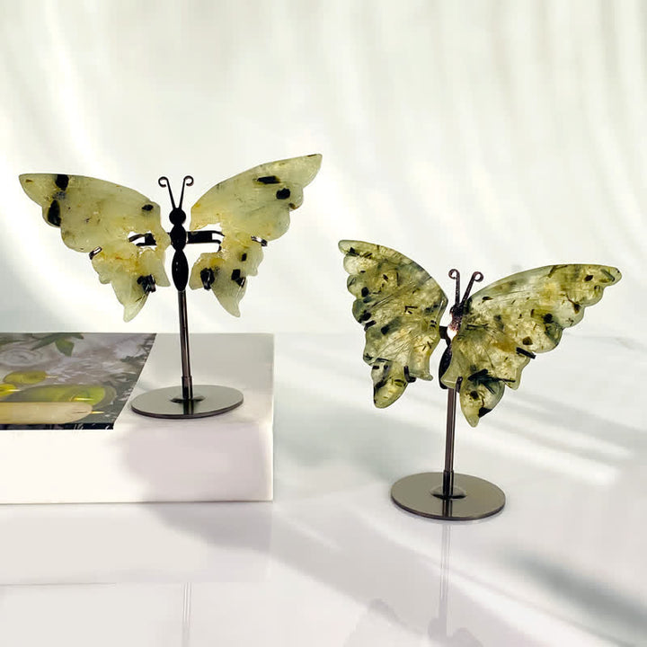Olivenorma Natural Prehnite Butterfly Carving Gemstone Decoration - Prehnite - image 0