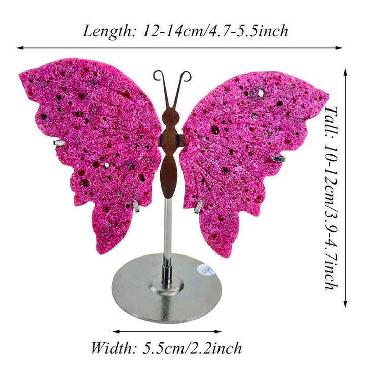 Olivenorma Natural Red Corundum Butterfly Carving Gemstone Decoration - image 4