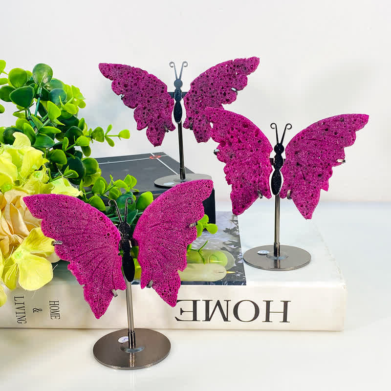 Olivenorma Natural Red Corundum Butterfly Carving Gemstone Decoration - image 1