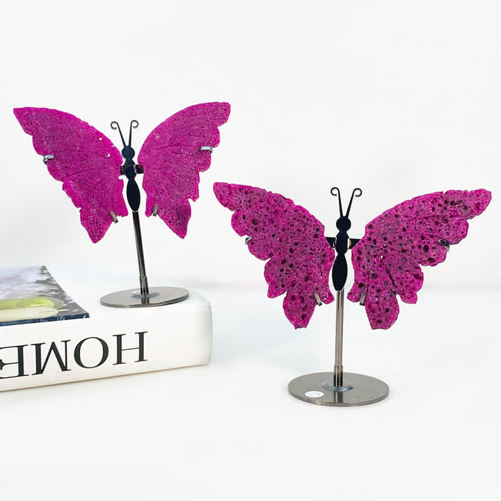 Olivenorma Natural Red Corundum Butterfly Carving Gemstone Decoration - Red Corundum - image 0