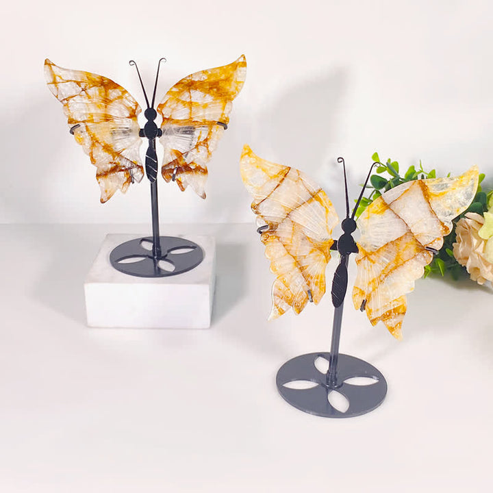 Olivenorma Yellow Hematoid Quartz Butterfly Carving Gemstone Decoration - Yellow Hematoid Quartz - image 0
