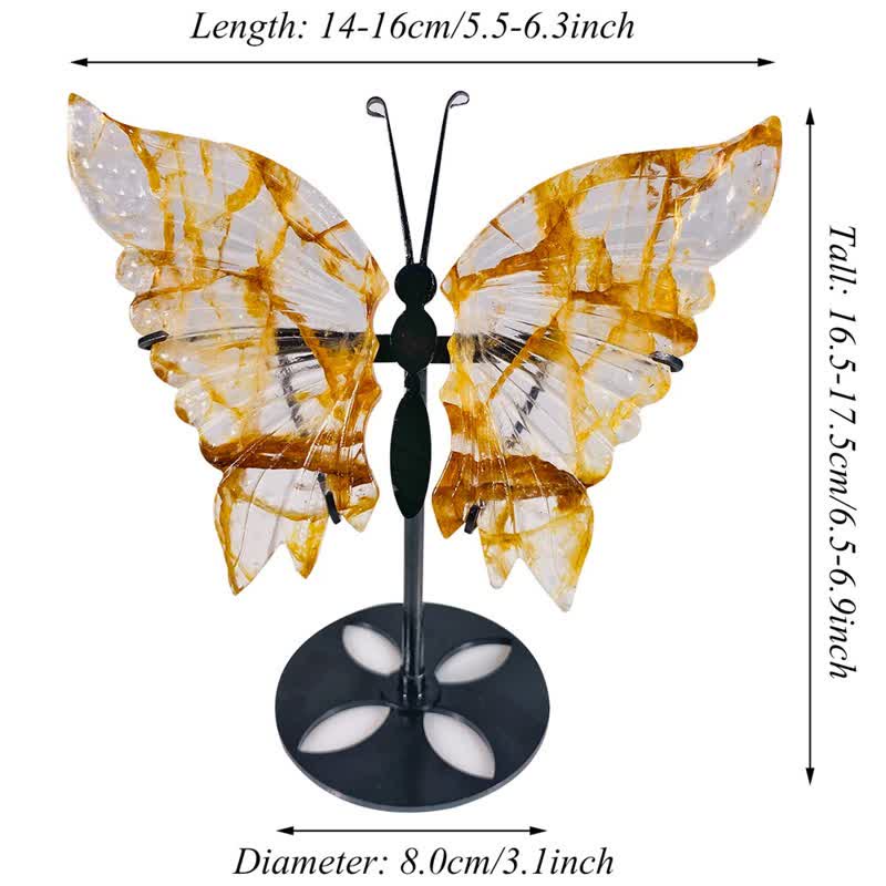 Olivenorma Yellow Hematoid Quartz Butterfly Carving Gemstone Decoration - image 4