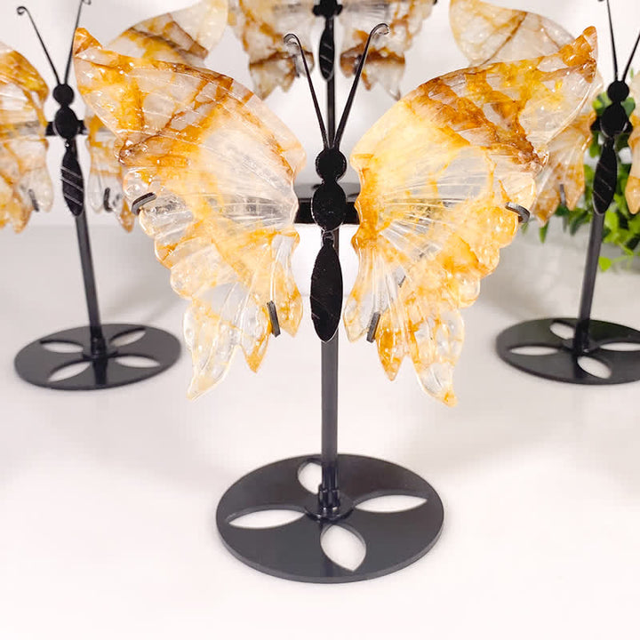 Olivenorma Yellow Hematoid Quartz Butterfly Carving Gemstone Decoration - image 3