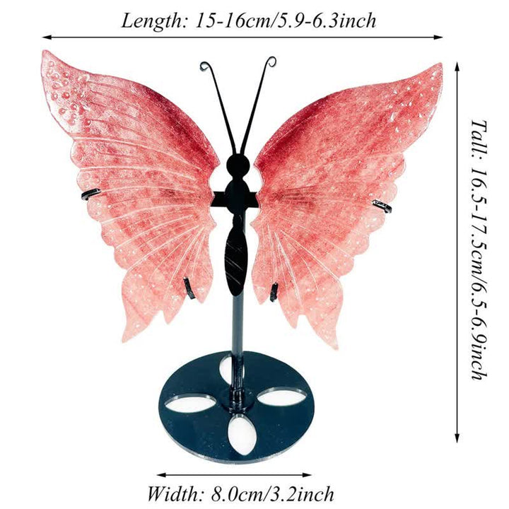 Olivenorma Natural Strawberry Quartz butterfly Carving Gemstone Decoration - image 4