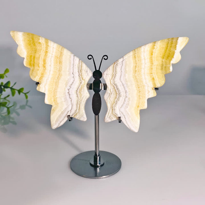 Olivenorma Natural Yellow Calcite Butterfly Carving Gemstone Decoration - image 2