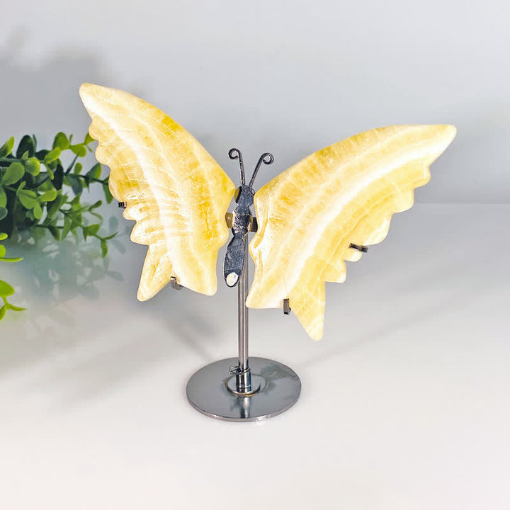 Olivenorma Natural Yellow Calcite Butterfly Carving Gemstone Decoration - Yellow Calcite - image 0