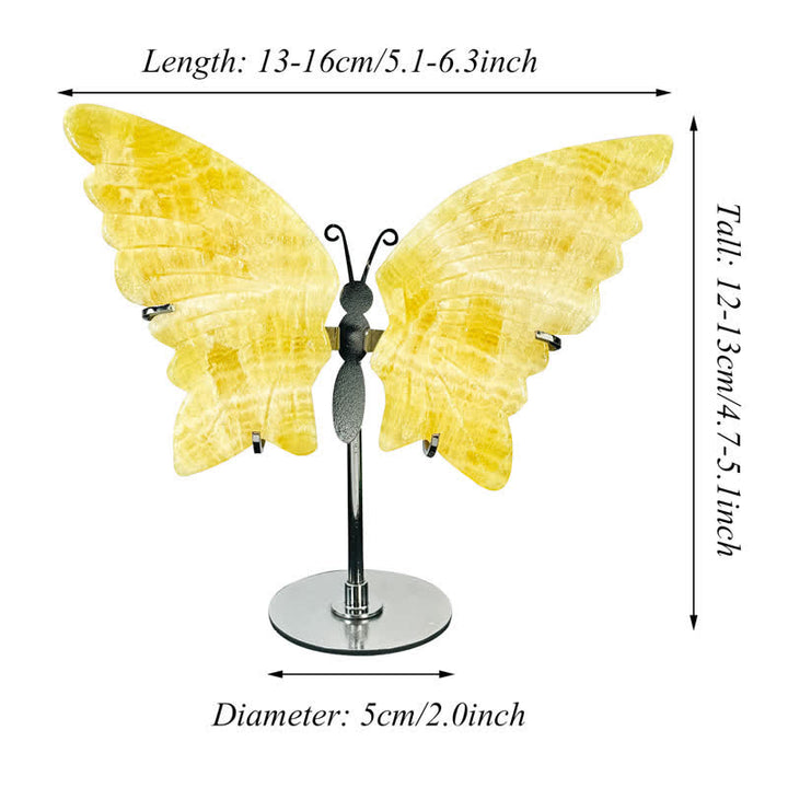 Olivenorma Natural Yellow Calcite Butterfly Carving Gemstone Decoration - image 4