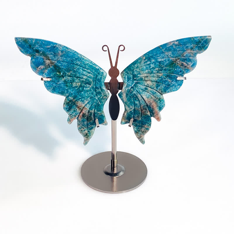 Olivenorma Natural Blue Apatite Butterfly Carving Gemstone Decoration - image 2