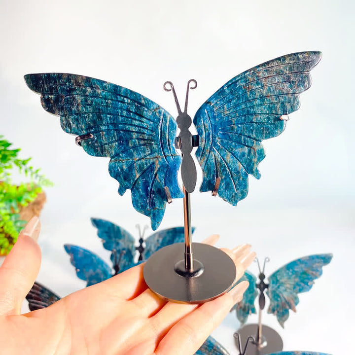 Olivenorma Natural Blue Apatite Butterfly Carving Gemstone Decoration - Blue Apatite - image 0