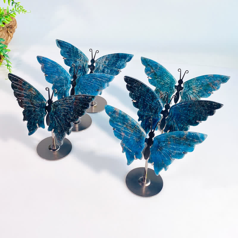 Olivenorma Natural Blue Apatite Butterfly Carving Gemstone Decoration - image 3