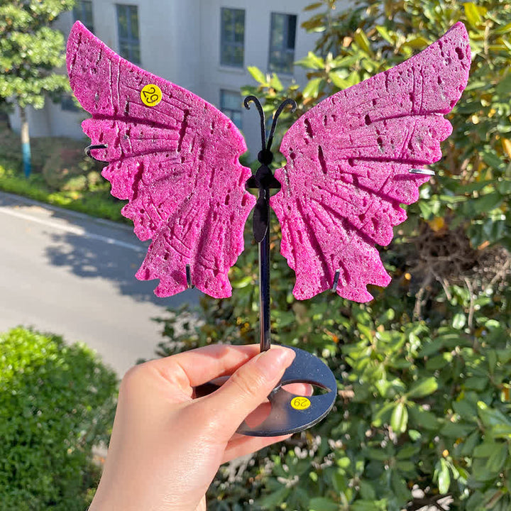 Olivenorma Red Corundum Large Butterfly Carving Gemstone Decoration - image 2