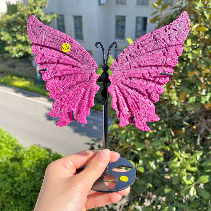 Olivenorma Red Corundum Large Butterfly Carving Gemstone Decoration - Red Corundum - image 0