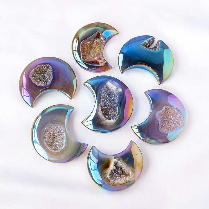 Olivenorma Electroplated Agate Geode Moon Shape Carved Gemstone Decoration - image 3