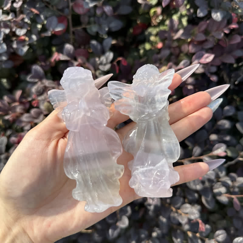 Olivenorma White Gypsum Baby Angel Carving Gemstone Decoration - Baby Angel - image 0