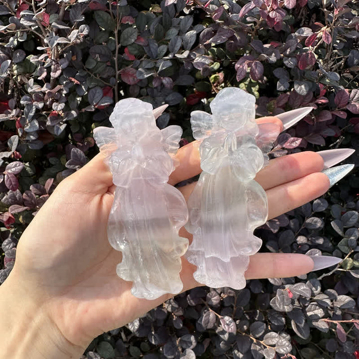 Olivenorma White Gypsum Baby Angel Carving Gemstone Decoration - image 3
