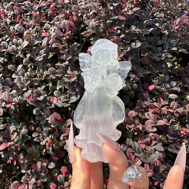Olivenorma White Gypsum Baby Angel Carving Gemstone Decoration - image 8