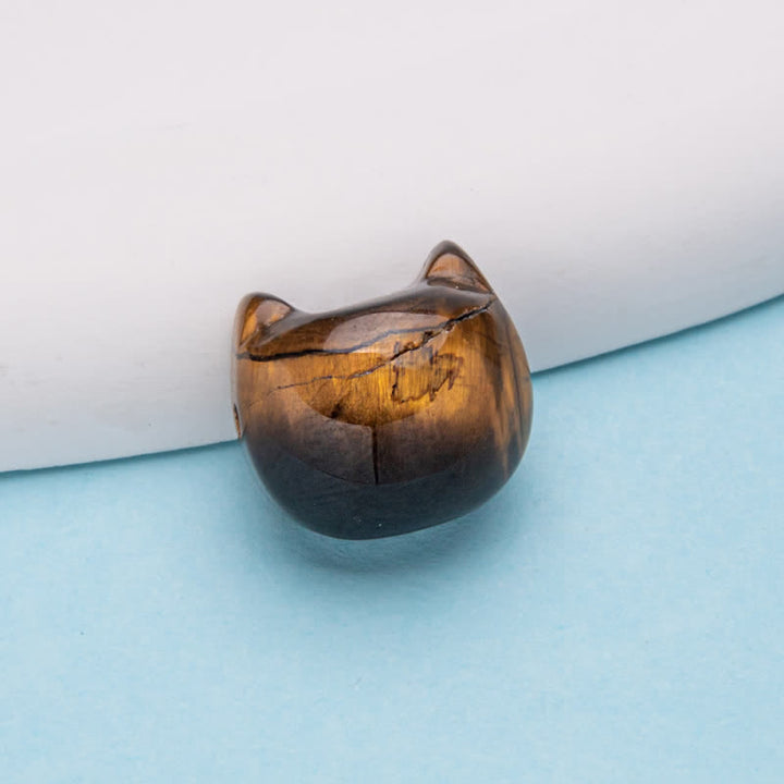 Olivenorma Natural Crystal 2cm Kitten Head Carving Gemstone Decoration - Tiger Eye - image 6