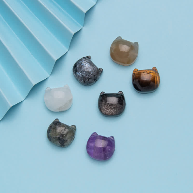 Olivenorma Natural Crystal 2cm Kitten Head Carving Gemstone Decoration - image 13