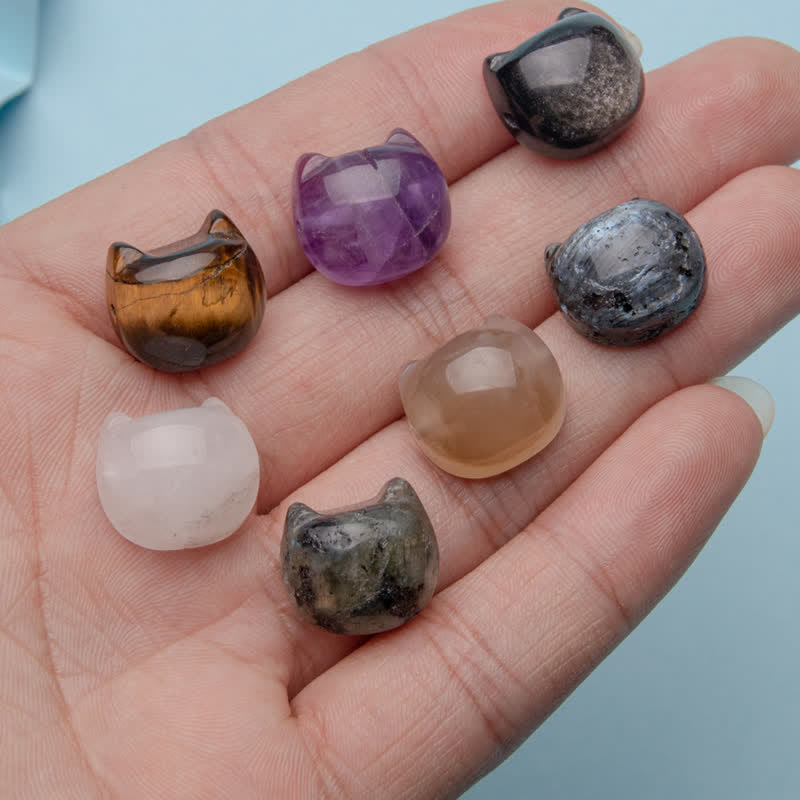 Olivenorma Natural Crystal 2cm Kitten Head Carving Gemstone Decoration - image 16