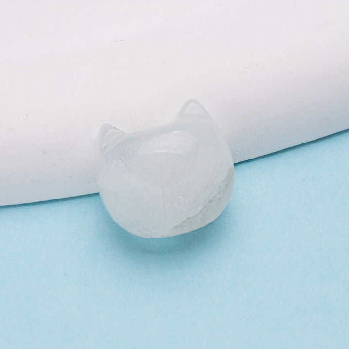 Olivenorma Natural Crystal 2cm Kitten Head Carving Gemstone Decoration - Clear Crystal - image 3