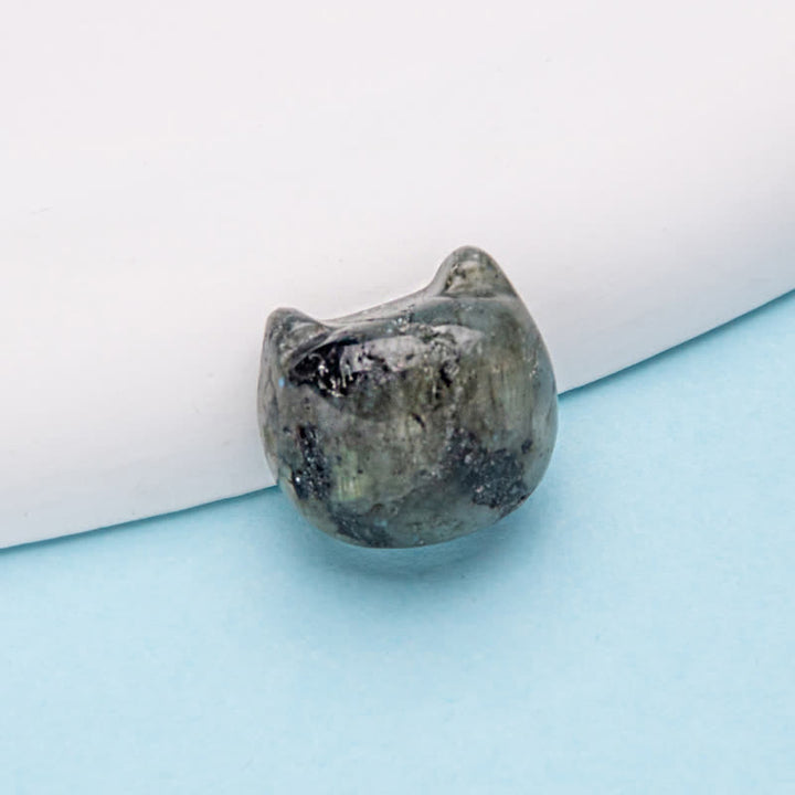 Olivenorma Natural Crystal 2cm Kitten Head Carving Gemstone Decoration - Labradorite - image 10