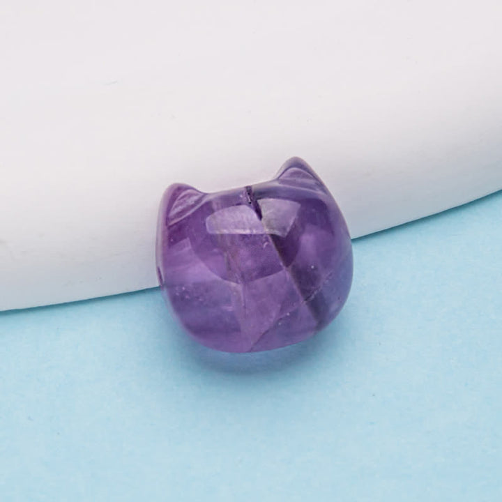Olivenorma Natural Crystal 2cm Kitten Head Carving Gemstone Decoration - Amethyst - image 1
