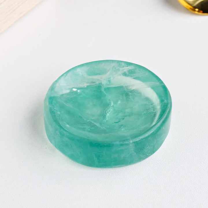 Olivenorma Natural Raw Stone Round Moon Crystal Bowl - Green Fluorite & Round Bowl - image 6